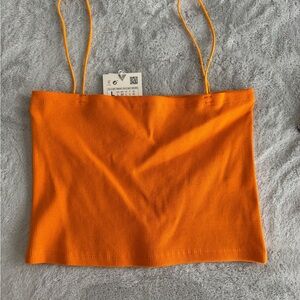 Zara Bright Orange Camisole Crop Top
